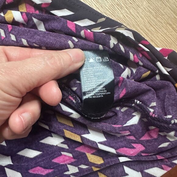 Perceptions New York Women’s Dress M Geometric Plaid Cowl Neck Midi Purple - Picture 5 of 5